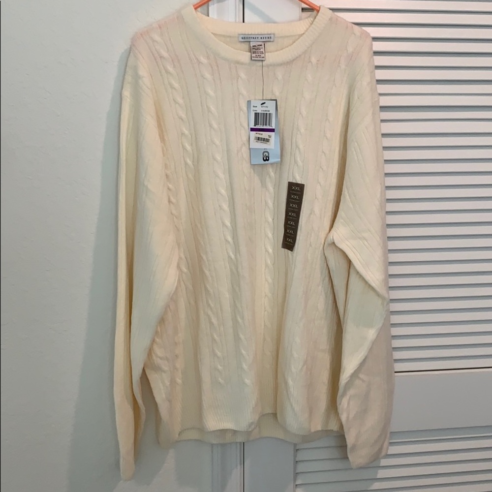 NEW Mens Sweater XXL Geoffrey Beene Beige Vanilla